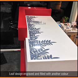 Leaf design engraved and filled with another colour copy
